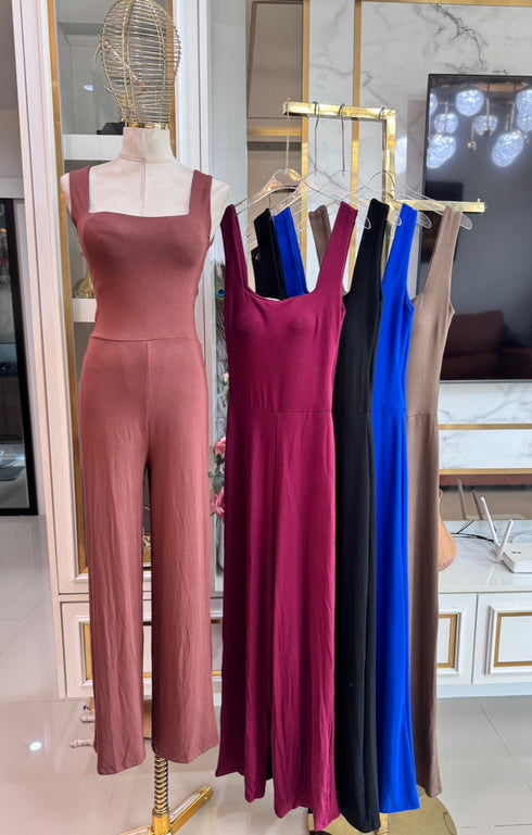 Women Sleeveless Square Neck Jumpsuits